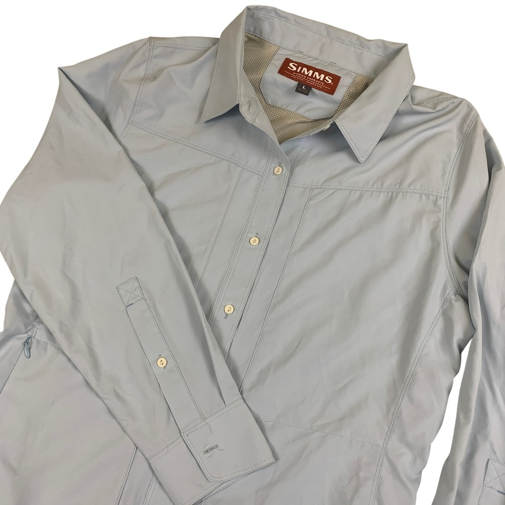 Simms Fishing Products Womens Large‎ Blue Long Sleeve Ripstop Fishing Shirt L
